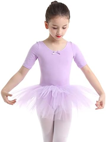 DUOREMI ילדות קטנות בלרינה פיות ריקוד TUTU שמלת גד גוף שמלת ריקוד בלט שמלה להתעמלות סגולה 5-6 שנים