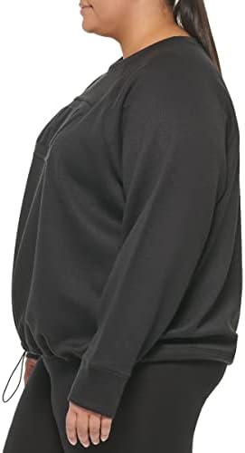 DKNY לנשים פלוס גודל ספורט ממוקם סווטשירט צוואר צוואר