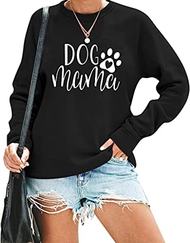 AllTB כלב אמא סווטשירט נשים כלב חולצת אמא סוודר סוודר כלבים חמוד סוודר שרוול ארוך הדפסת חולצת חולצת חולצות