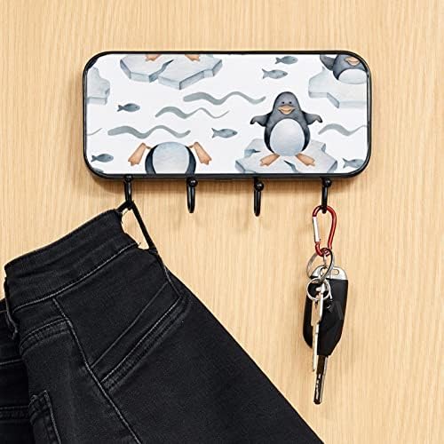 פינגווין מצויר קיר מעיל מעיל קיר, מתלה מעיל כניסה עם 4 חיבור לעיל מעיל גלימות ארנק חדר אמבטיה