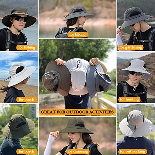 סיירק שמש כובע לגברים נשים, עד50 + דיג כובע, שמש הגנת דלי כובעי רחב ברים ספארי כובע בוני כובע