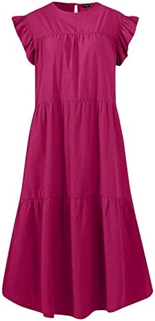צפותים קיץ שמלות לנשים 2023 לפרוע שרוול שכבות מזדמן פרחוני חוף שמש מיני חולצה שמלה
