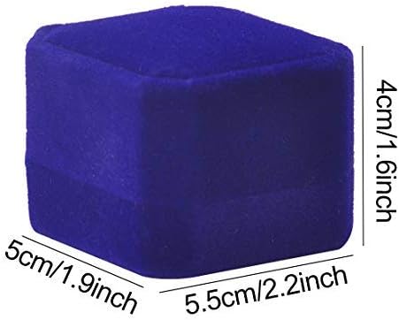 סט איזופרב של 2 קופסא טבעת זוגית קטיפה כחולה מארז תכשיטי עגיל קופסאות מתנה 2. 2 על 1.9 על 1.6 אינץ
