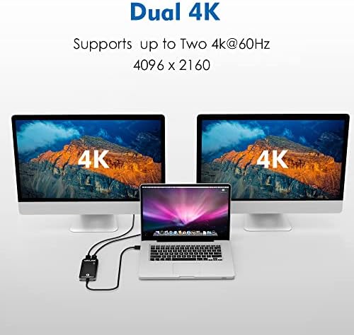 Wavlink Thunderbolt 3 עד כפול מתאם DisplayPort לתצוגה כפולה 4K@60Hz או תצוגה יחידה 5K@60Hz, תואמת ל-