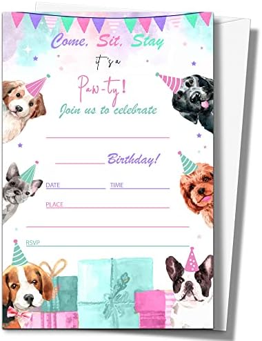 ISOVF 4 x 6 כרטיסי הזמנה למסיבת יום הולדת עם מעטפות- חיות מחמד לגור מילוי סגנון מזמין- C21