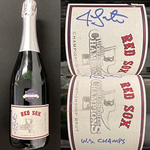 ג'ון לסטר חתום בקבוק שמפניה ריק Red Sox 2013 WSC Champs Autograph