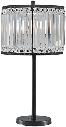 עיצוב חתימה מאת אשלי גרצ'לה 27 מנורת שולחן גביש מודרנית גלאם, שחור