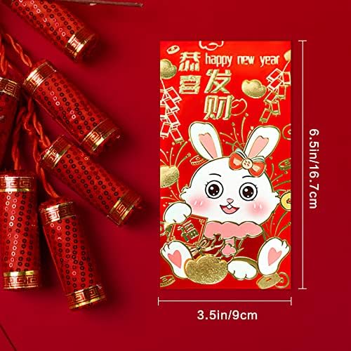 48 יחידות סיני חדש שנה אדום מעטפות, 2023 ארנב גלגל המזלות אדום מעטפת עבור חג המולד לשנה חדשה אספקה, משרד