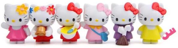 6 יחידות חמוד יפה חתול דמויות צעצועי דמויות קיטי בעלי החיים צלמיות מיני איור אוסף סט משחקים, עוגת טופר,