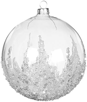 נצנצים חרוזים ברורים 5 אינץ 'זכוכית תלויה קישוט כדור חג מולד