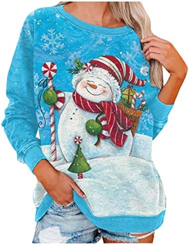 סתיו צווארון עגול סווטשירט ברדס צוואר חג המולד הדפסת יוצא חולצות לנשים בתוספת גודל רך חולצות לנשים