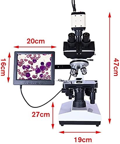 IULJH מעבדה מקצועית טרינוקולרי מיקרוסקופ ביולוגי זום 2500X + USB מצלמת CCD דיגיטלית אלקטרונית + 8 אינץ 'LCD
