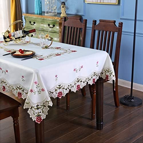 Wolkemer Jacquard מפת שולחן פרחוני ורדים קטנים רקומים רקומים כיסוי שולחן בז 'לביתי לעיצוב מטבח בית