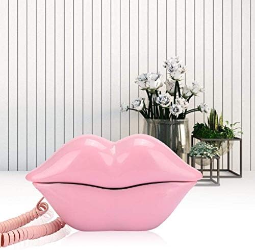 טלפון קווי רומאק ביתי, חיבור יציב טלפון יצירתי בסגנון אירופאי שולחן עבודה אופנתי עם צורת שפתיים ורודות,