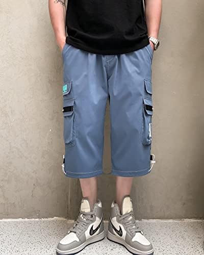 גברים מטען טקטי מכנסיים קצרים ארוכים 15 אינץ 'מתחת לאורך הברך רב כיס 3/4 מכנסי קפרי