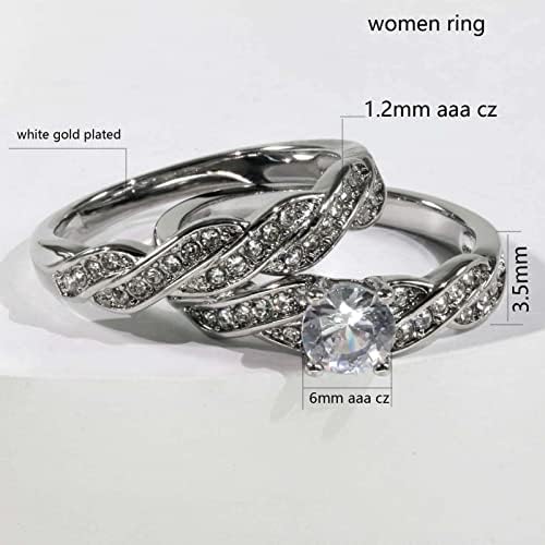 זוג טבעות שלו טבעת הנישואין שלה סטים טבעות תואמות לבן מצופה זהב טבעת טיטניום גברים של להקות חתונה