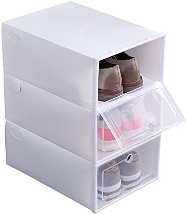 קופסת נעליים של Airbin 3PCS, מארגן נעליים הניתן לערימה, מארגן נעלי פלסטיק בהיר ועמיד לארון נעליים ארונות, מארז