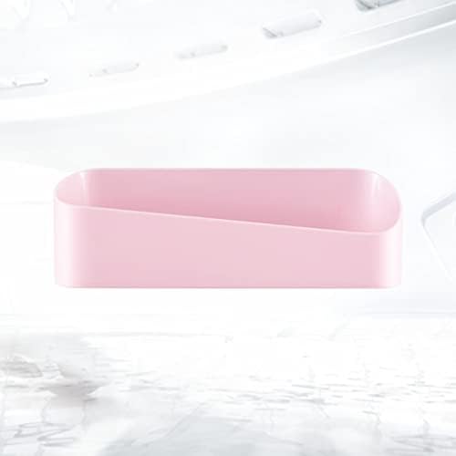 מתלה קאבילוק מחזיק רכוב מקלחת ללא עקיפה צורה ורודה מפלסטיק לצורת מדף דבק סבון גיאומטרי שמפו סלסול סל מארגן חדר
