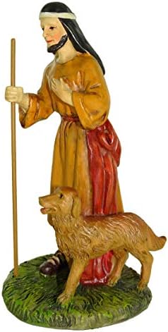 פסלון סצנת המולד של פרארי ואריגטי: רועה עם כלב-אוסף מרטינו לנדי-12 ס מ / 4.75 בתור