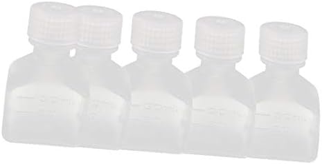 X-DREE 5 יחידות 30 מל PP מרובע פה רחב פה חותם בקבוק מדגם כימי בקבוק דגימה כימית (5 יחידות 30 מל PP מרובע