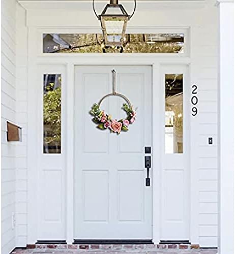 זר דלת Kuyyfds, שלט זר ורדים מלאכותי שלט לעיצוב מרפסת קדמית, אביב מלאכותי יפהפה וקיץ זר דלת