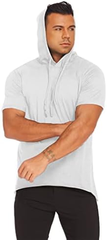 חולצות שרירים אופנה גברים קפוצ ' ון חולצת אימון עם ברדס טי לבן