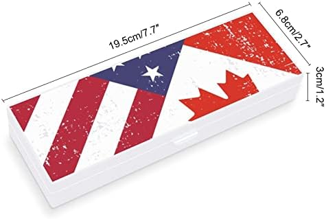 רטרו אמריקה קנדה דגל קופסת עיפרון פלסטיק קופסת עפרון שקוף עט עט מיכל אחסון קוסמטי