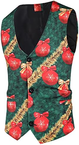 חליפות חג המולד של XXBR לגברים, 2 יחידות חג המולד מכוער סנטה קלאוס חליפת הדפסת שלג של גוון מוזה מלחמה