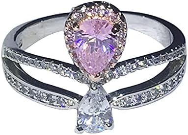 2023 מעודן ורוד יהלומי זירקון טבעת סט לנשים אירוסין טבעת תכשיטי מתנות אקריליק טבעות גודל 8