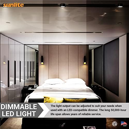 Sunlite 50733 5 אינץ 'מתקן תאורת תקרה עגול LED, 15 וואט, 1000 לומן, 3000 אלף לבן חם, לעומק, 80 CRI,
