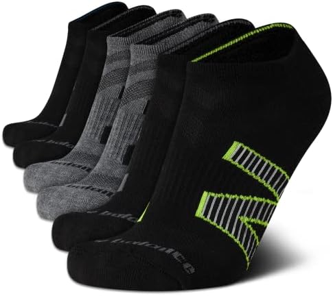 איזון חדש של דחיסת קשת אתלטי של גברים כרית גרביים חתוכים נמוכים, גודל 6-12.5, לוגו אפור/שחור