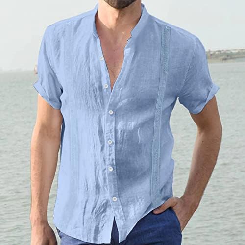 חולצות שרוול קצר של גברים קיץ חולצה מוצקה מזדמנים זכר זכר שרוול קצר פנה למטה כפתור חולצה צווארון חולצה