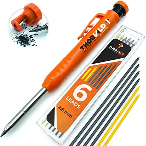 סט עיפרון נגרות ת ' ורוולד לנגר - כולל. 7 מוביל + מחדד - מוצק מכאני עפרונות עם בסדר נקודה / עץ