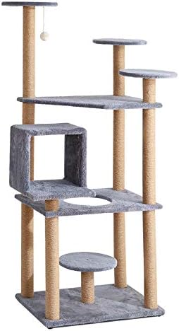 טונפופ חתול עץ דירה רב שכבתי חתול טיפוס מסגרת חתול של מגרש משחקים טבעי קנבוס חבל חתול שריטה עמיד חתול עץ גרם