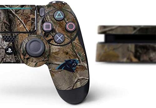 עור מדבקות סקיט תואם לחבילה PS4 Slim - מורשה רשמית NFL Carolina Panthers Realtree AP עיצוב CAMO