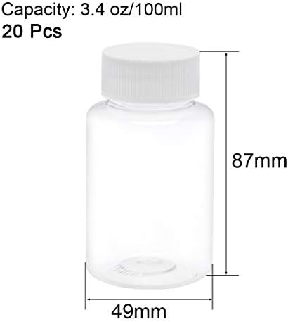 3.4 עוז / 100 מ ל לחיות מחמד פלסטיק מעבדה כימית מגיב בקבוק רחב פה נוזלי / מוצק אחסון מיכל ברור בקבוקים עם לחבל