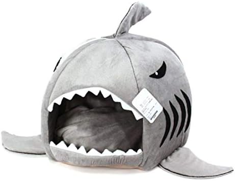 אפור כריש מיטת עבור קטן חתול כלב מערת מיטת נשלף כרית, עמיד למים תחתון ביותר יפה לחיות מחמד בית