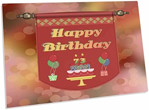 3רוז שמח 73 יום הולדת באנר, עוגה עם מתנות ובלונים - שולחן כרית מקום מחצלות