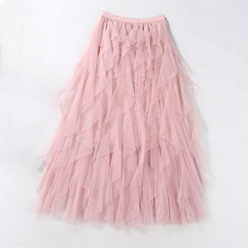 Kuluwon רשת לא סדירה שמלת חצאית חצי אורך לנשים חצאיות עוגות רב שכביות שלוקות אביב ארוך ו