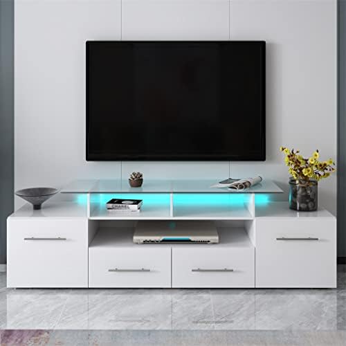 עמדת טלוויזיה Lysldh עם אורות LED משתנים בצבע ארון טלוויזיה מרכז בידור אוניברסלי לטלוויזיה 70 טלוויזיה
