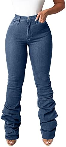 מכנסי חוף הנשים באתקיה אופנה חורפית משקל קל משקל ג'ינס מזדמן במותניים מלאים מכנסי מותניים אלסטיים