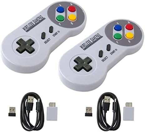 Premium 2x בקרים אלחוטיים 2.4GHz עבור SNES/NES Edition Mini Classic, Plug & Play Retro Gamepad עם מקלט