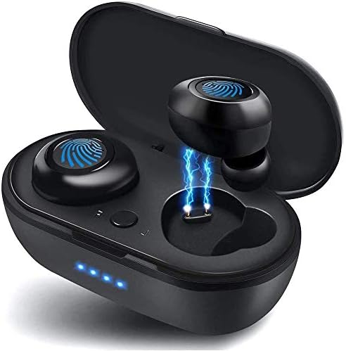 אוזניות אלחוטיות, מטען מהיר במיוחד, Bluetooth 5.0 אוזניות סטריאו באוזניים עם מארז טעינה USB-C, זמן