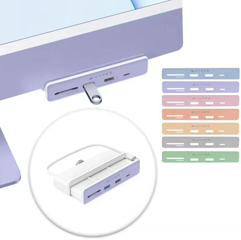 הנעת iMac רכזת USB מתאם, 6in1 iMac אביזרים: HDMI 4K60Hz, USB-C 10Gbps, 2 USB-A 10Gbps, SD UHS-I,