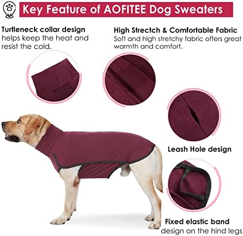 סוודר כלבים של Aofitee, מעיל חורף של מעיל כלבים חם, מעילי מזג אוויר קר כלבים קר עם צווארון גולף,