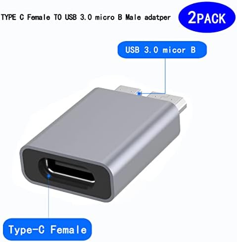 rgzhihuifz USB 3.0 Type-C נקבה ל- USB 3.0 מיקרו B מתאם זכר USB 3.0 מיקרו B מחבר מתאם לדיסק