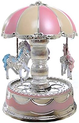 Besportble Decor Carouseel Carouseel קופסת LED LED אור זוהר 3- סוס מסתובב מתנה מוזיקלית מתנה