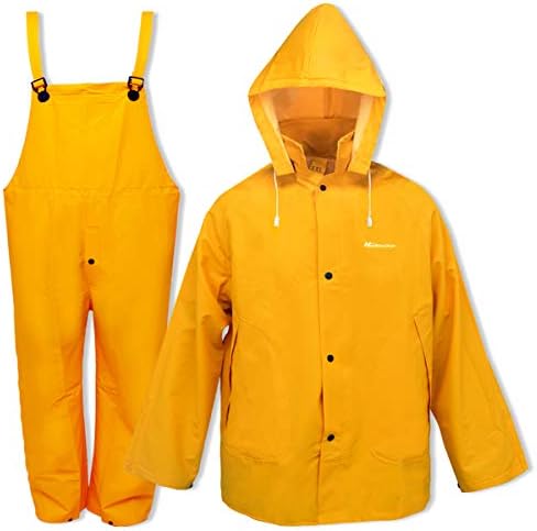 חליפת גשם של Haokaisen לגברים נשים מעיל מעיל גשם מגן אטום למים עם מכנסיים בסגנון ביב סך הכל בגדי