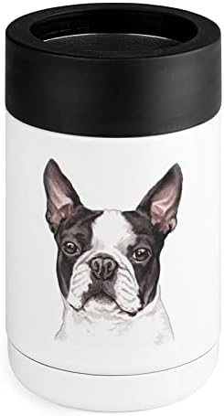 חמוד בוסטון טרייר כלב קירור יותר כוס נירוסטה מבודד פחית קירור מחזיק כוס עם מכסים לנשים מתנות גברים