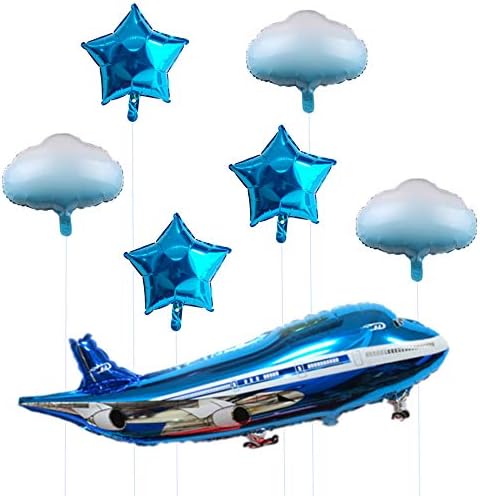 31 אינץ גדול מטוס כחול מסיבת קישוט יום הולדת שמח בלוני 7 יחידות